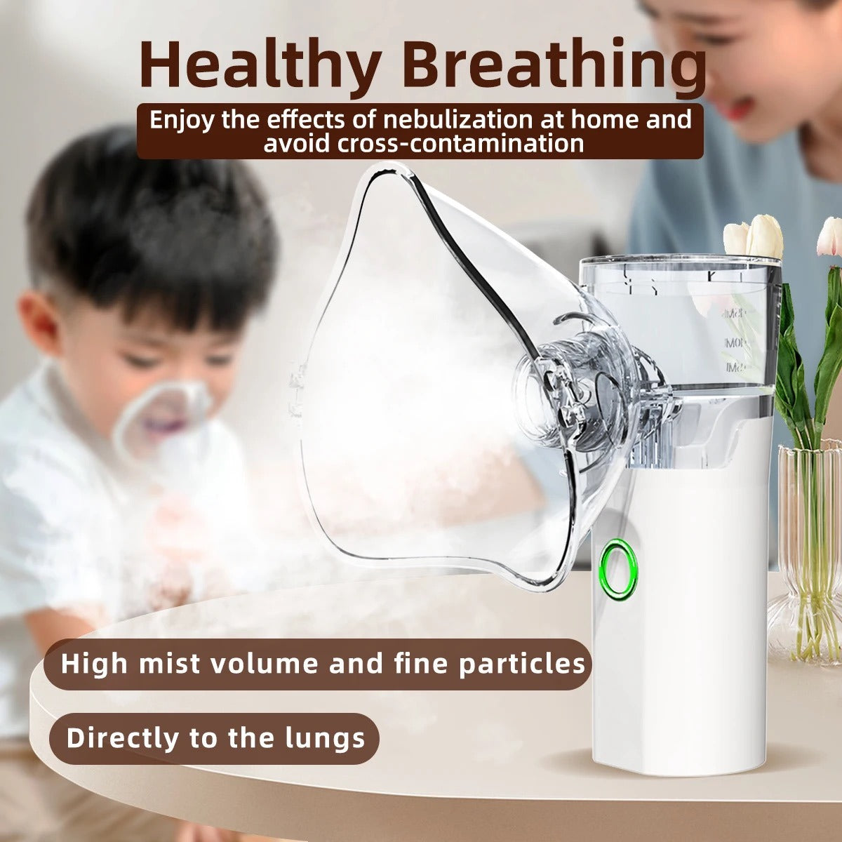 Portable Mesh Nebulizer Machine – Silent Handheld Inhaler for Kids & Adults