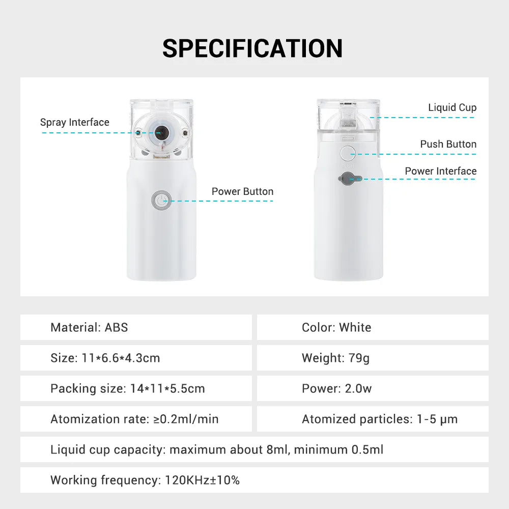 Portable Mesh Nebulizer Machine – Silent Handheld Inhaler for Kids & Adults