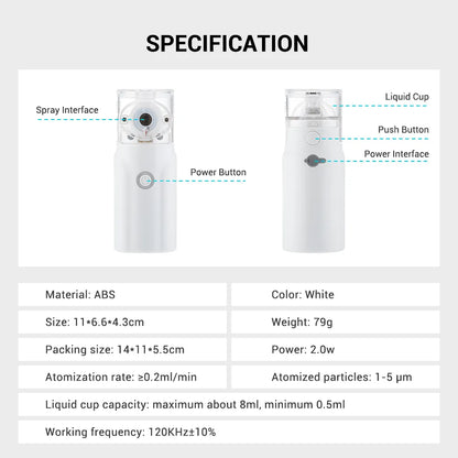 Portable Mesh Nebulizer Machine – Silent Handheld Inhaler for Kids & Adults