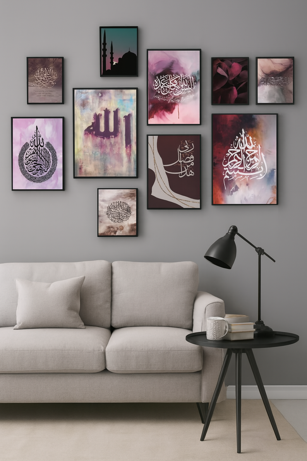 Wooden Islamic Calligraphy Wall Art Frame Set of 10 | Premium Multi-Size Wooden Frames for Elegant Home, Office, Mosque & Prayer Room Decoration