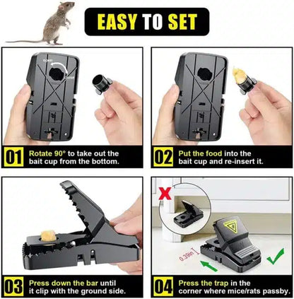 Pest Control Catcher Automatic Spring Reusable Plastic Black Rat Mice Mouse Traps
