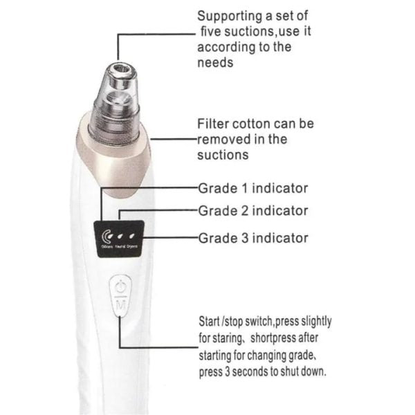 Blackhead Remover Vacuum Acne Cleaner Black Spots Removal Facial Deep Cleansing Pore Cleaner Machine