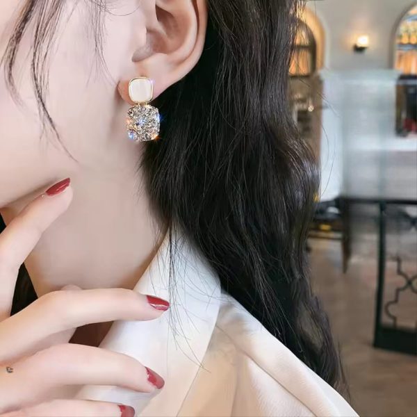 Pjt-984 Fashion Rhinestone Square Earrings For Women Women Jewelry Party Accessries Gift