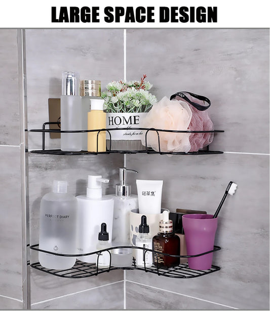 Corner Metal Rack For Bathroom & Kitchen (with 2 Adhesive Screws)