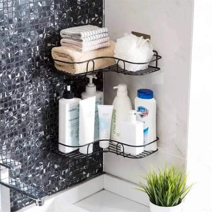 Corner Metal Rack For Bathroom & Kitchen (with 2 Adhesive Screws)