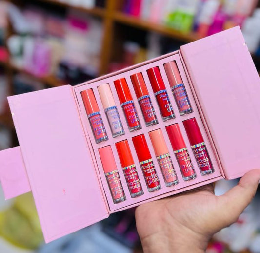 Mocallure 12-piece High Pigment Lip Gloss Set | Rich & Vibrant Shades – Pink, Red, Peach, Nude & Maroon | Smooth Liquid Texture, Long-lasting Shine For Any Occasion