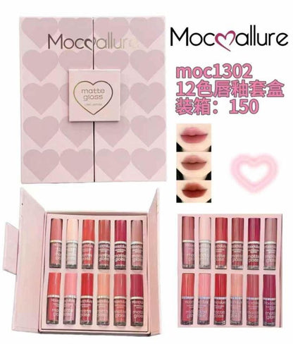 Mocallure 12-piece High Pigment Lip Gloss Set | Rich & Vibrant Shades – Pink, Red, Peach, Nude & Maroon | Smooth Liquid Texture, Long-lasting Shine For Any Occasion