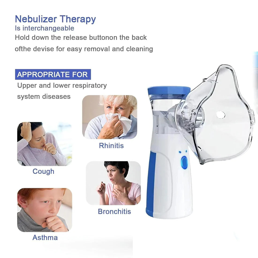 Portable Mesh Nebulizer Machine – Silent Handheld Inhaler for Kids & Adults