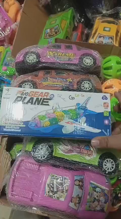 New Trending Transparent Gear Plane Toy – Light Mode, Music, Bump-and-go Action, 45×46 Cm, Battery Operated, For Kids Ages 3 And Up