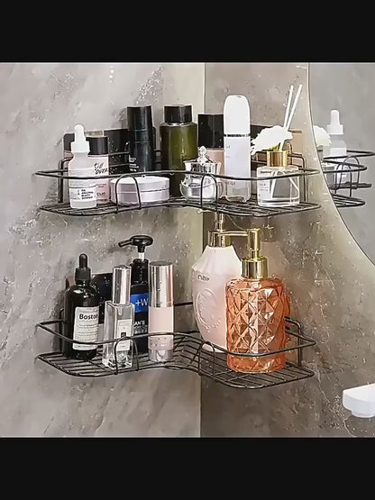 Corner Metal Rack For Bathroom & Kitchen (with 2 Adhesive Screws)