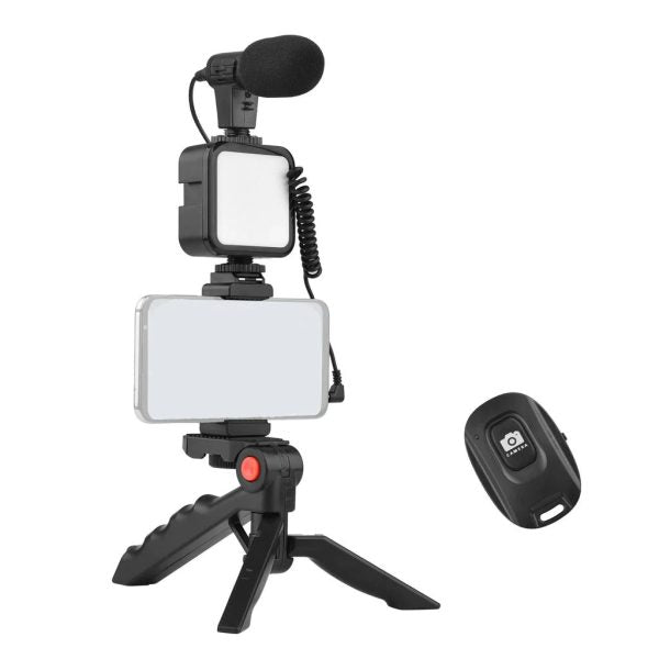Vlogging Kit Accessories for Mobile Phone DSLR Camera Video Recording with Tripod Shoot Mic 360 LED Remote Selfie Light for Live Streaming Short Film